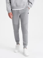 Ombre Men's sweatpants with ottoman fabric inserts - gray