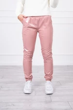 Two-layer trousers with dark pink velour
