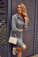 Dark grey sweatshirt dress with turtleneck