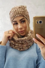 Women's fleece set Lucyna K317 brown+beige