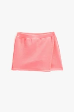 Koton Basic Mini Shorts Skirt Double Breasted. Elastic Waist, Textured.