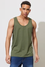 AC&Co / Altınyıldız Classics Men's Khaki Slim Fit Slim Fit Crewneck Sports Singlet T-Shirt.