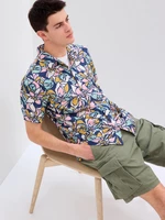 Pink and blue men's floral shirt with short sleeves GAP