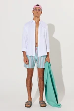 AC&Co / Altınyıldız Classics Men's Mint-Pink Standard Fit Normal Cut, Pocket Patterned Swimwear Marine Shorts.