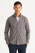 AC&Co / Altınyıldız Classics Men's Anthracite Slim Fit Slim Fit Shirt with Hidden Buttons Collar