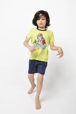 Boys' pyjamas Remek, short sleeves, short legs - green/navy blue