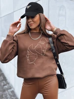 Women's hoodless sweatshirt FACE brown Dstreet