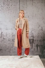 HAKKE Shawl Collar Sleeve Elastic Trench