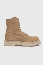 Semišové členkové topánky Tommy Jeans TJM CASUAL BOOT SUEDE pánske, béžová farba, EM0EM01336
