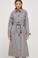 Trench kabát Barbour Marie Check Showerproof dámský, šedá barva, přechodný, oversize