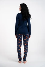 Wasilla women's pyjamas, long sleeves, long pants - navy blue/print