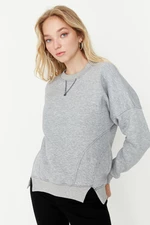 Trendyol Gray Stitching Detail Fleece Inner Sports Sweatshirt