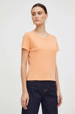 Bavlnené tričko American Vintage T-SHIRT MC COL ROND oranžová farba, GAMI02B