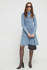 Rifľové šaty Moschino Jeans mini, áčkový strih