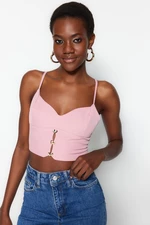 Trendyol Pink Crop Lined Bustier with Woven Accessories
