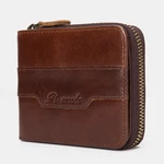 Men Genuine Leather Vintage RFID Blocking Card Holder Zipper Coin Wallet