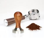 HiBREW 51MM/58MM Tamper Coffee Powder Handle 304 Stainless Steel Solid Wood