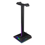 YEAHREAL Gaming Headset Stand Dual USB Port 3.5mm Audio Port RGB Touch Control Removable Headphone Stand Holder