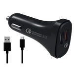 Adaptér do auta WG 2xUSB QC 3.0, 5,4A, 18W + Micro USB kabel (4310) čierny adaptér do auta • 2 USB sloty • vhodný pre telefóny so štandardným kompatib