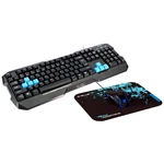 Klávesnica s myšou E-Blue Polygon s podložkou pod myš (EKM820BK) čierna/modrá herná klávesnica • 104 klávesov • laserová potlač • odolnosť voči poliat