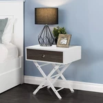Woodyhome X-Shape Bedside Modern Table Side End Table Bedroom Nightstand with Drawer Bedroom Furniture 50x43x55cm