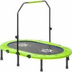 [US Direct]Bominfit Double Mini Trampoline with Adjustable Handrails Safety Cover Parent-child Trampoline Jump Kids Adul