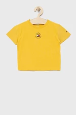 Dětské bavlněné tričko Tommy Hilfiger žlutá barva, hladký