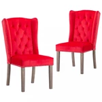 Jídelní židle 2 ks samet / kaučukovník Dekorhome Červená,Jídelní židle 2 ks samet / kaučukovník Dekorhome Červená