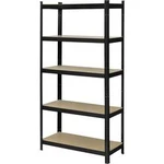 Regál na těžké předměty Basetech 2299892, (š x v x h) 900 x 1800 x 400 mm, Zatížitelnost (dno) 175 kg, kov, MDF deska , černá, pozinkovaná