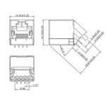 Zásuvka, vestavná encitech 3257-0004-02, RJ45 RJJU-88-142-E7A-025, černá, 1 ks