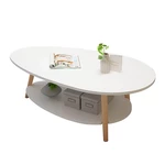 Double Layers Coffee Table Modern Laptop Desk Living Room Round Table Writing Study Table Storage Rack Shelf