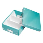 Tyrkysovomodrá škatuľa s organizérom Leitz Office, dĺžka 28 cm