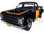 1980 Dodge D150 Pick-M-Up Utiline Pickup Truck Black with Stripes 1/18 Diecast Model Car by Auto World