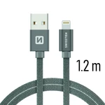 Datový kabel Swissten Textile USB Lightning 1,2 M, grey