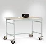 Manuflex LB4046.7035 ESD príručný stolík BASIS pojazdný s plastovou stolovou doskou v svetlošedej RAL 7035, š xhxv: 1250