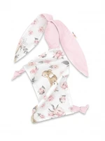 Baby Nellys Mazlík, přítulníček Králíček, Velvet + bavlna, Srnka a růže - růžová