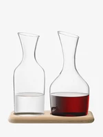 Set de carafe pentru apă și vin & suport de stejar, Wine, 1.2 L/1.4 L, transparente - LSA International