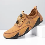 Men Comfy Microfiber Leather Breathable Non Slip Soft Hand Stitching Casual Shoes