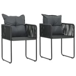 Outdoor Chairs 2 pcs with Pillows Poly Rattan Black