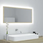 LED Bathroom Mirror Sonoma Oak 39.4"x3.3"x14.6" Chipboard
