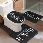 3Pcs Non-slip Word Design Pedestal Lid Mat Bath Toilet Seat Cover Carpet Rug Set