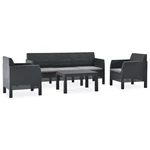 4 Piece Garden Lounge Set with Cushions PP Anthracite