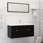 2 Piece Bathroom Furniture Set Black Chipboard