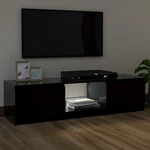 TV Cabinet with LED Lights Black 47.2"x12"x14"