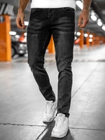 Czarne spodnie jeansowe męskie regular fit Denley R903