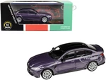 2020 BMW M3 G80 Twilight Purple Metallic with Black top 1/64 Diecast Model Car by Paragon Models