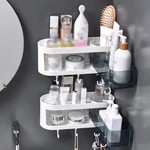 Rotatable Bathroom Organizer Wall Mounted Kitchen Storage Shelf Shower Holder