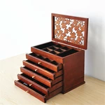 Luxury Multi-Layer High Gloss Wooden Jewelry Box Stylish Retro Storage Jewelry Box