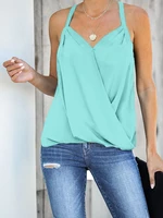 Solid Color V-neck Halter Casual Wrap Tank Tops