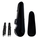 NAOMI 4/4 Full Size Glass Fiber Violin Case Triangle Shape Lightweight Hardshell Storage Bag with Hygrometer Straps